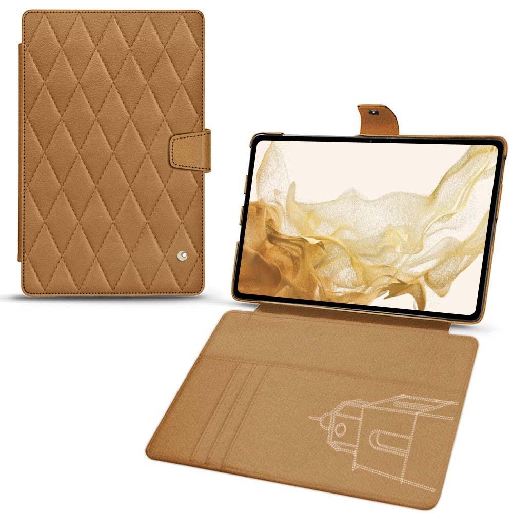 Noreve Lederschutzhülle Wallet (Galaxy Tab S8), Tablet Hülle, Braun