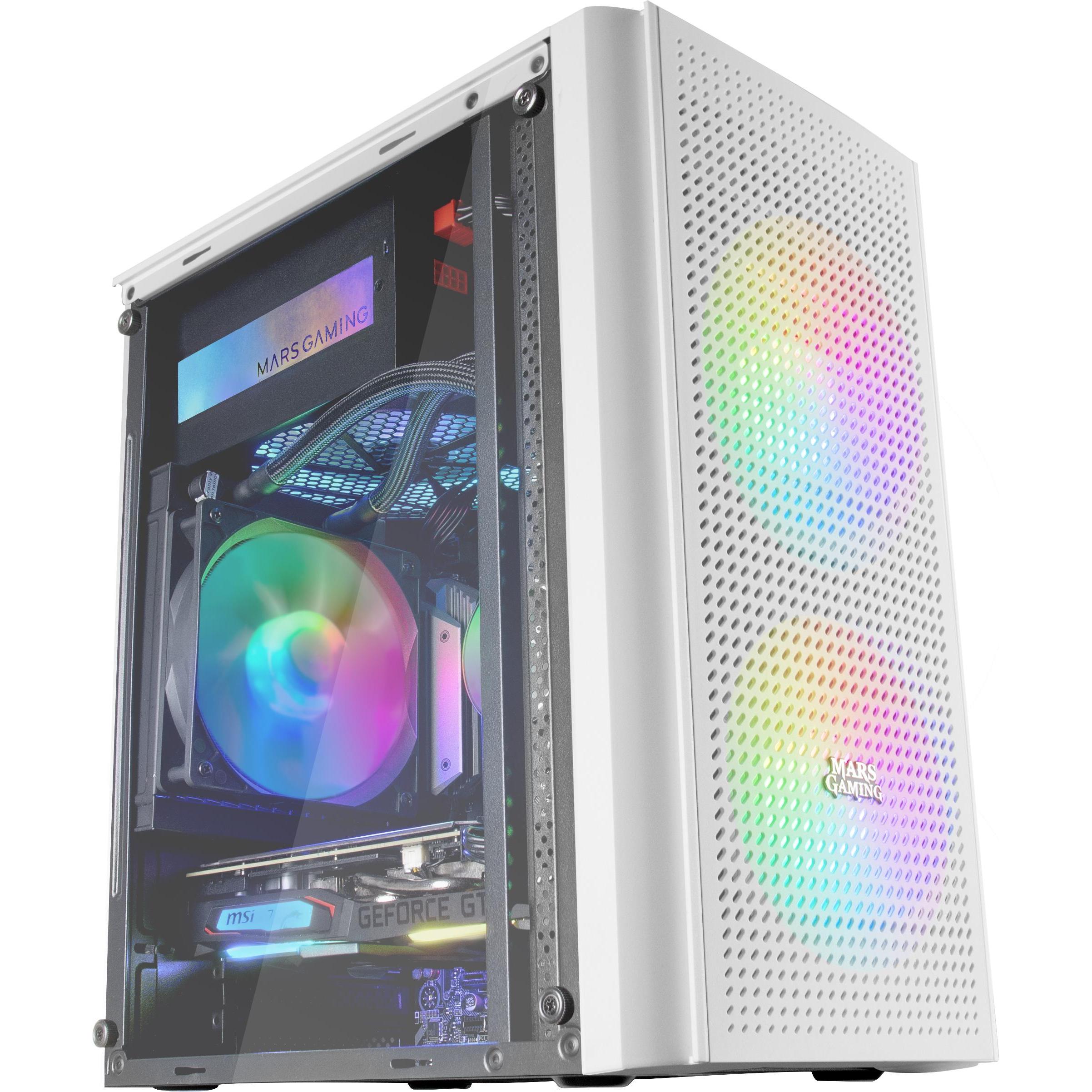 Mars Gaming Boitier Mini Tour Micro Atx Mc300 RGB Avec Panneau Vitré (Blanc) (mATX, Mini-ITX), PC Gehäuse, Weiss