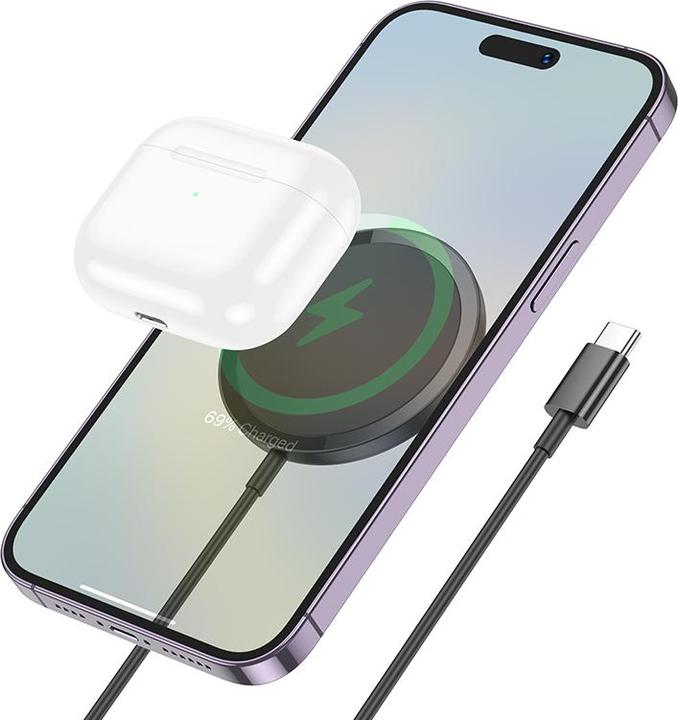 Actual product image Hoco - CW52 Original Serie 15W magnetisches kabelloses Schnellladegerät / Magsafe schwarz (15 W)