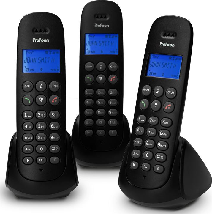 Image du produit Profoon Téléphone DECT avec 3 combinés, noir