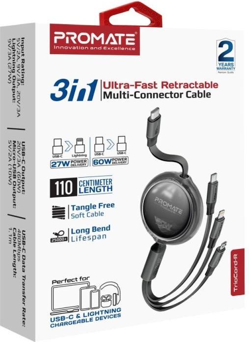Image du produit ProMate TrioCord-R (1.10 m, USB 3.0, 60 W)