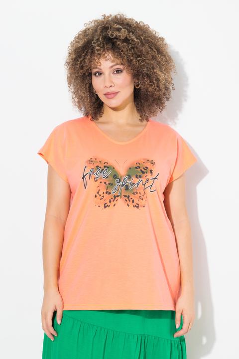 Produktbild Ulla Popken T-Shirt, Schmetterling, Oversized, V-Ausschnitt, Halbarm (58)