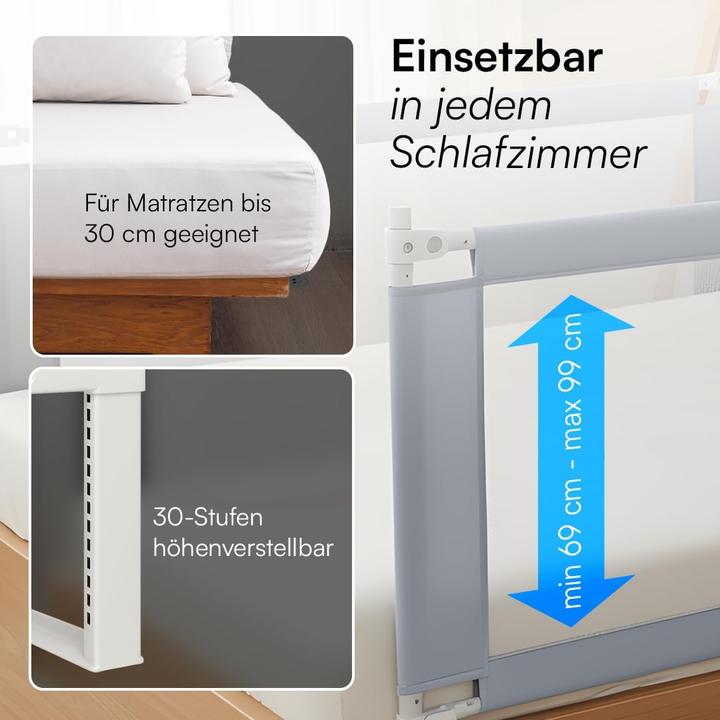 Produktbild Bellabino Rausfallschutz Bettgitter höhenverstellbar 180 cm