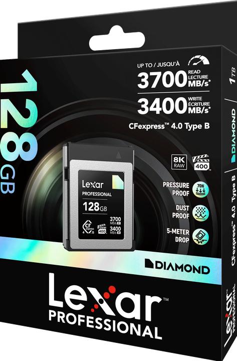 Produktbild Lexar CFexpress PRO 4.0 Type B DIAMOND Series 128GB - R3700/W3400MB/s - VPG400 (128 GB, CFexpress Typ B)
