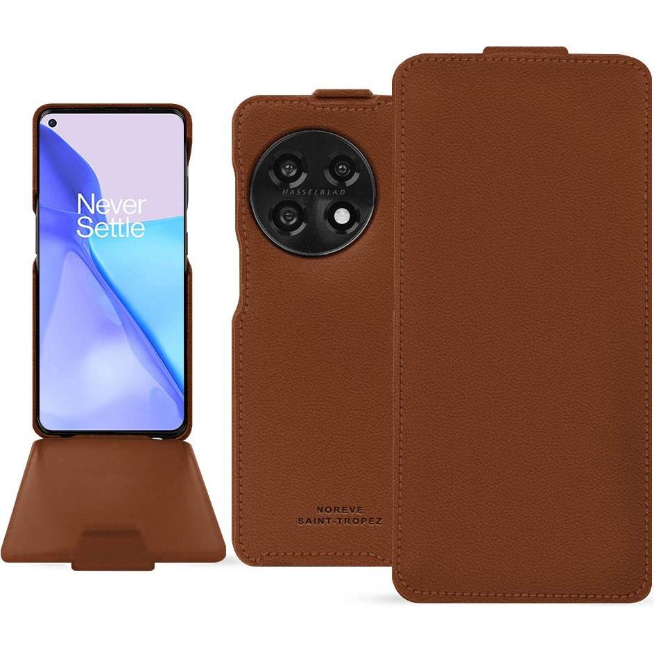 Noreve Lederschutzhülle vertikal (OnePlus 11), Smartphone Hülle, Braun