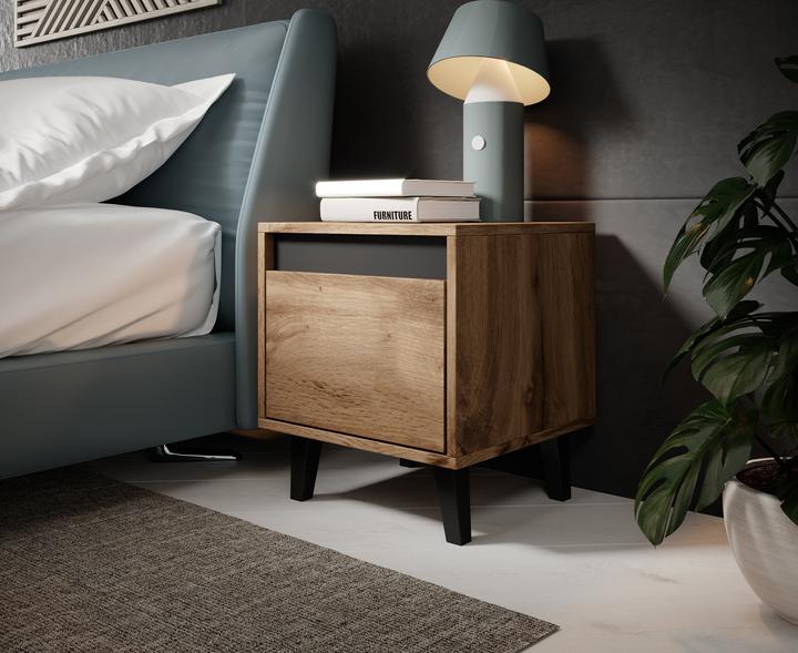Immagine prodotto Cama NORD comodino 2 pezzi 40x38x45 cm rovere wotan/antracite (40 x 38 x 45 cm)