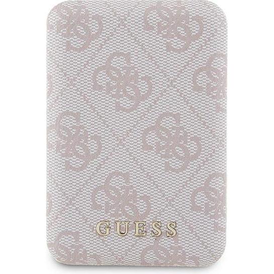 Guess Powerbank indukcyjny 15W GUPB5FP4EMGP 5000mAh różowy/pink 4G Leather Metal Logo MagSafe (5000 mAh, 15 W), Powerban...