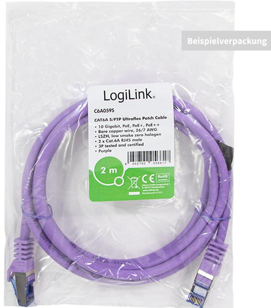 Actual product image LogiLink Patch cable Ultraflex, Cat.6A, S/FTP, 10 m, violet (S/FTP, CAT6a, 10 m)