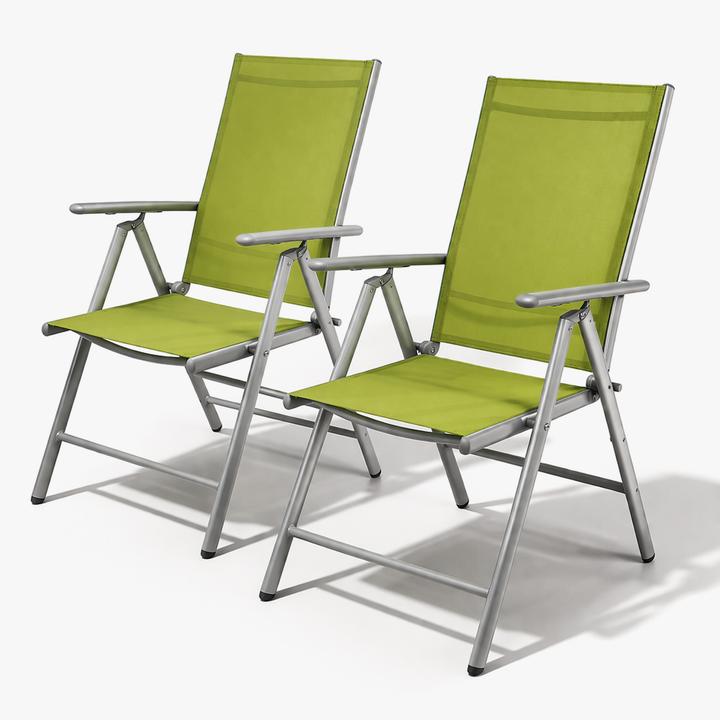 Actual product image Mojawo 2 Stück Garten Klappstuhl Aluminium - Textilen Silbergrau/Lime
