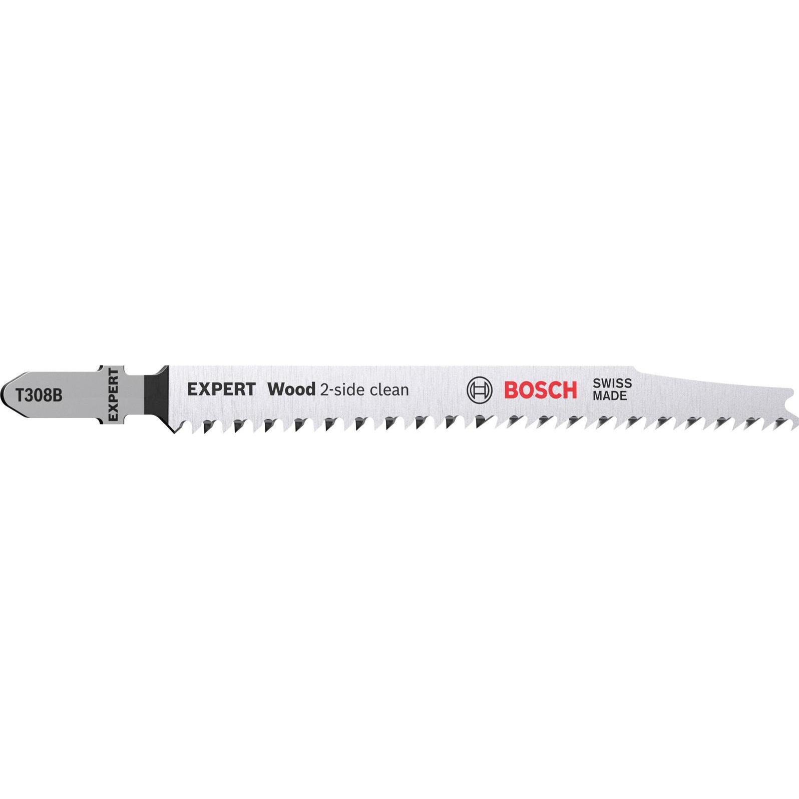 Bosch Professional Zubehör, Sägeblatt, EXPERT ‘Wood 2-side clean’ T 308 B Stichsägeblatt, 100 Stück