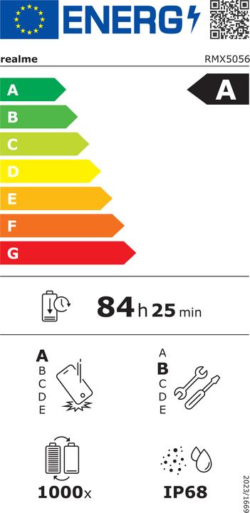 Label énergétique realme 14 Pro (512 Go, Blanc nacré, 6.77", Double SIM, 5G)