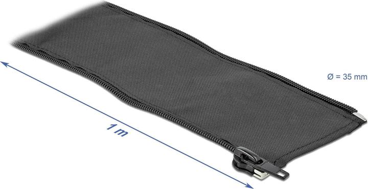 Produktbild Delock Kabelschlauch 1 m x 35 mm, mit Reissverschluss Schwarz (Kabelschlauch, 100 cm)
