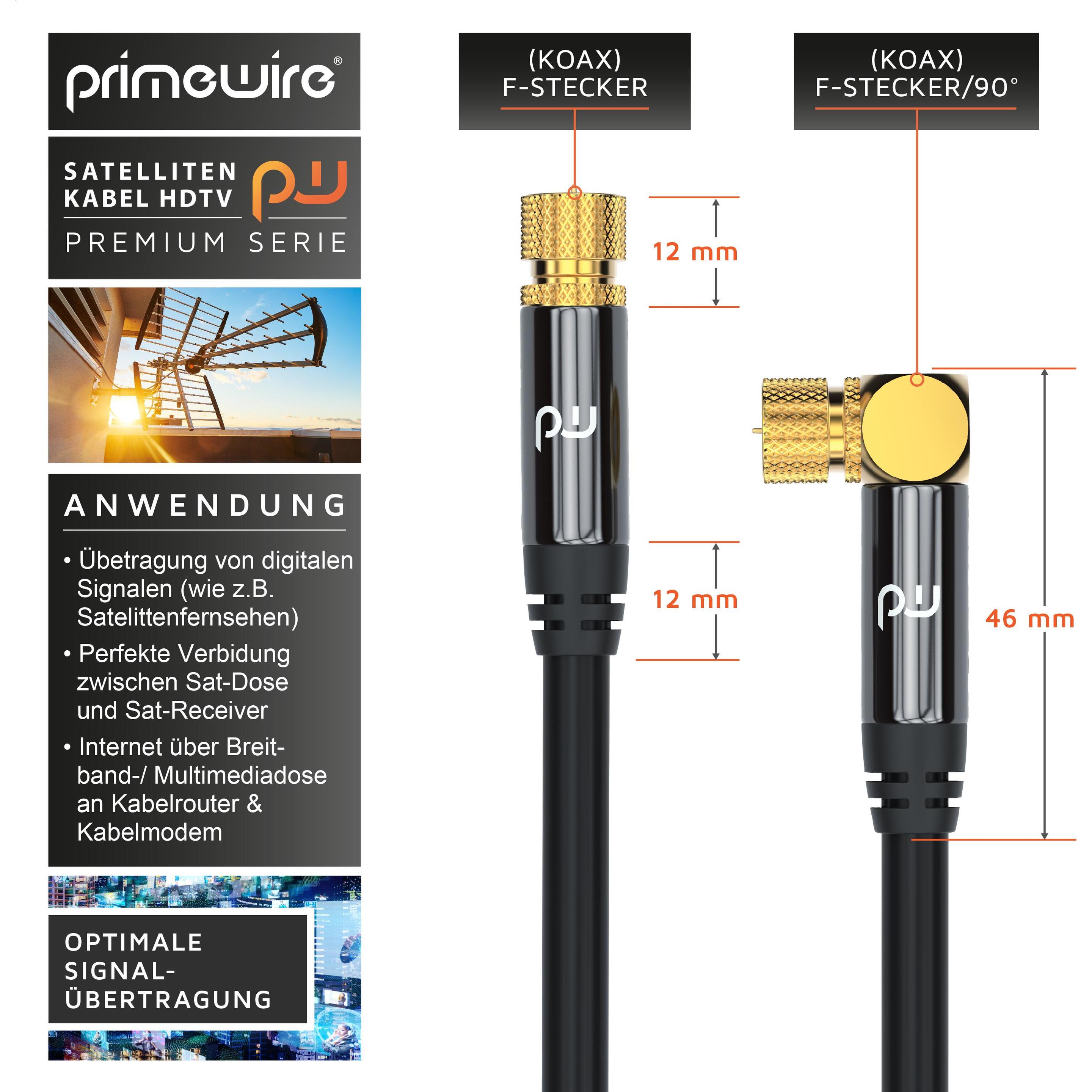 Thumbnail - Primewire SAT Kabel HDTV 90° gewinkelt - Premium SAT Koaxialkabel - TV Radio DVB-T DVB-C - 4 Fach Schirmung (135 dB, SAT...