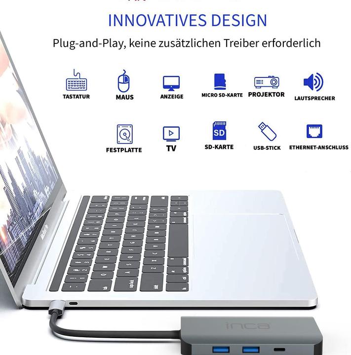 Immagine prodotto Inca Adapter ITPC-10TX USB-C 9-in-1 (USB-C, 9 porte)