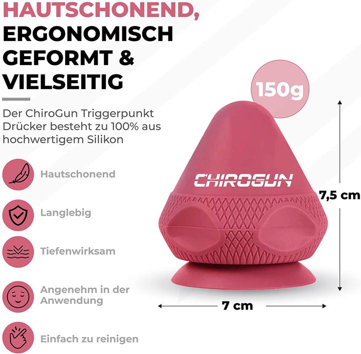 Actual product image ChiroGun Trigger Point Pusher with Suction Cup & Pouch Red