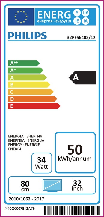 Energie-Label Philips 32pfs6402 (32", LCD, Full HD, 2017)