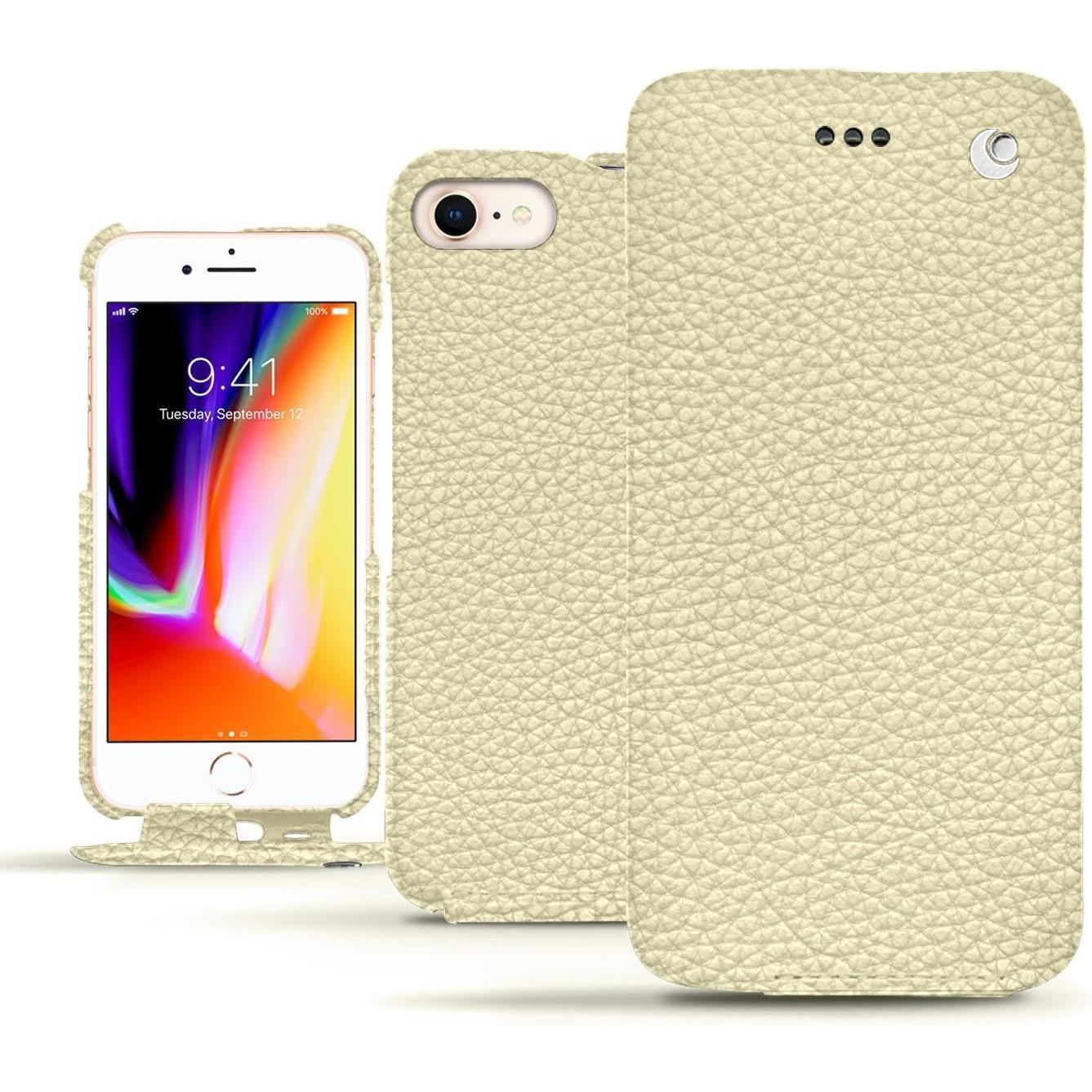 Noreve Lederschutzhülle vertikal (Apple iPhone 8), Smartphone Hülle, Weiss