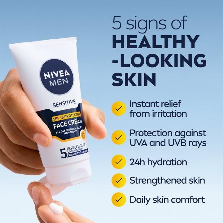 Produktbild NIVEA MEN Protective skin cream SPF 15 Men Sensitive (Face Cream) 75 ml (75 ml, Tagescreme, SPF 15)