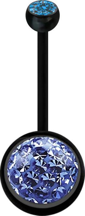 Immagine prodotto Star Piercing Banane schwarz mit Kugel Kristall hellblau und Kugel Kristall hellbau Epoxy Schutzschicht (senza ottone, Materiale sintetico)