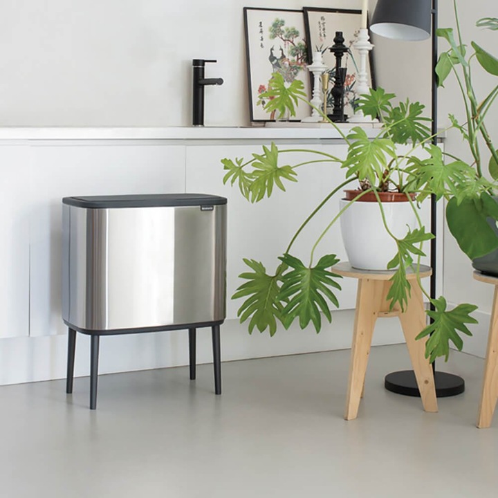 Produktbild Brabantia Mülleimer zur Trennung mit Knopf, silber (31 62 27) (34 l)