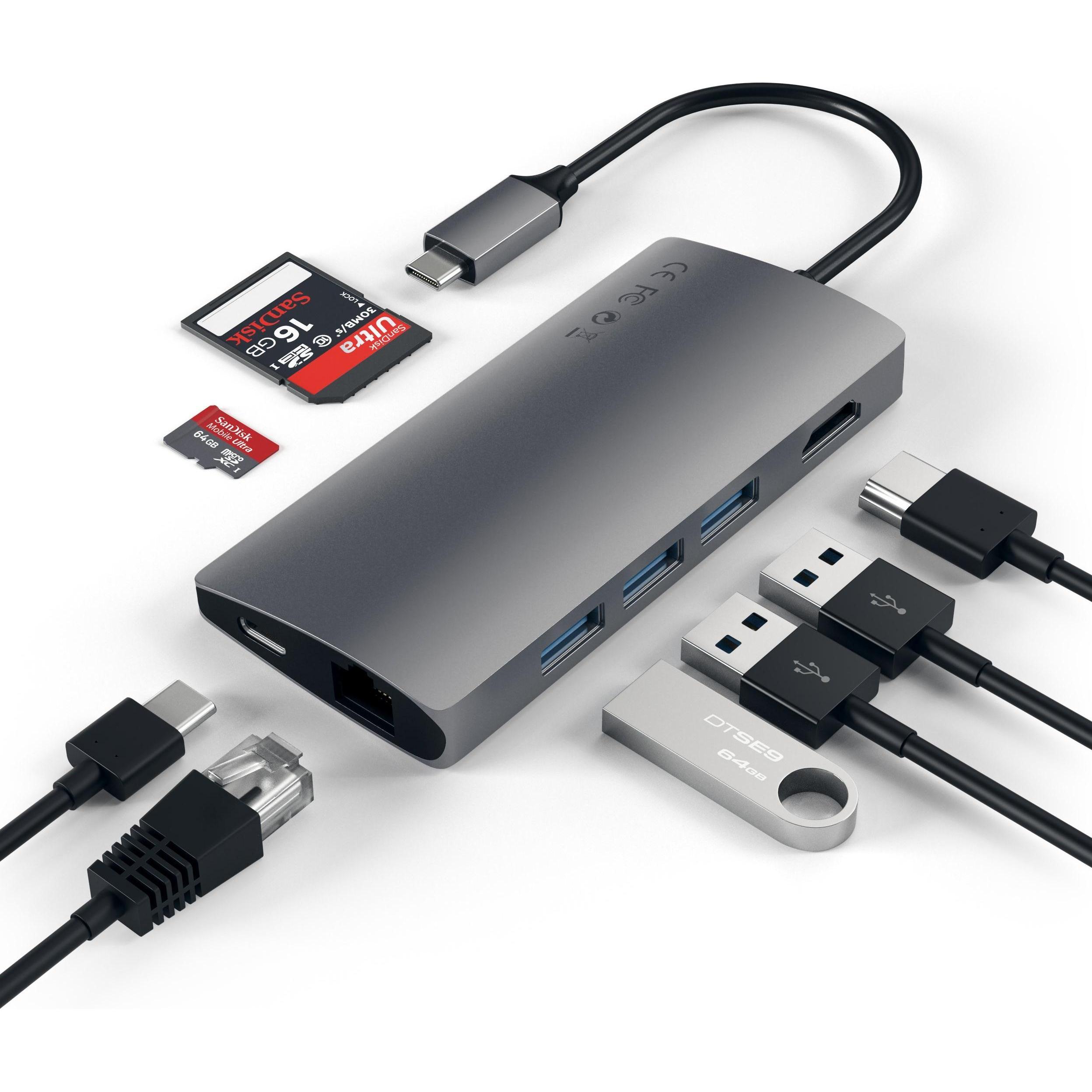 Satechi ST-TCMA2M (USB-C, 6 Ports), Dockingstation + USB Hub, Grau