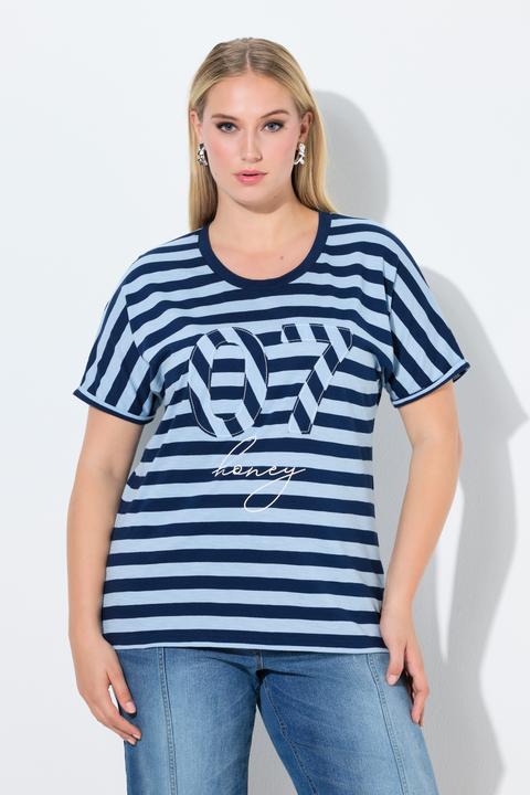 Actual product image Ulla Popken Patchwork Striped Graphic Tee (62)