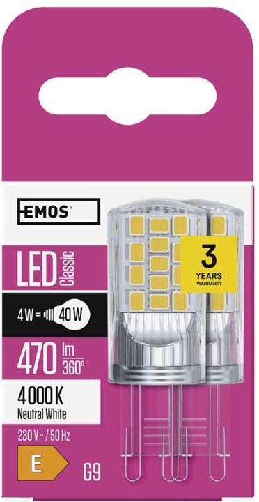 Produktbild Emos LED Lampe Classic JC / G9 / 4 W (40 W) / 470 lm / Neutralweiss (G9, 470 lm, 2 x)