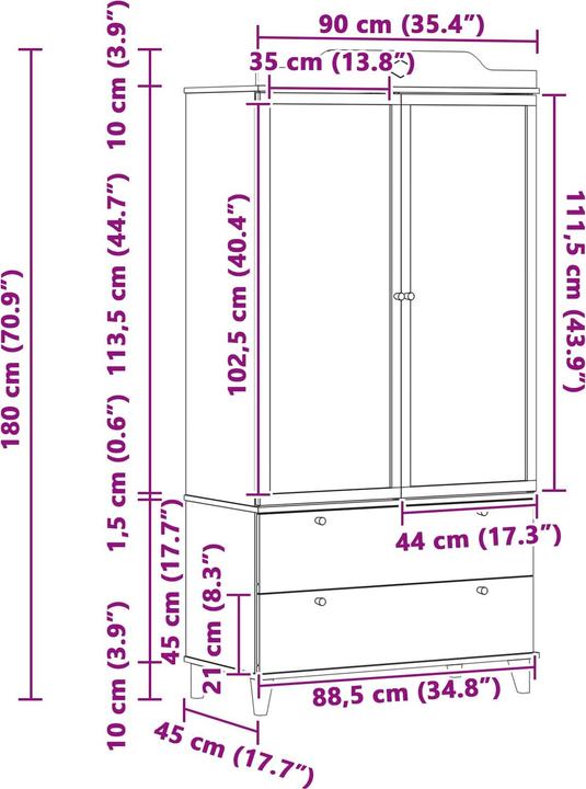 Actual product image vidaXL Kleiderschrank Möbel (45 cm)