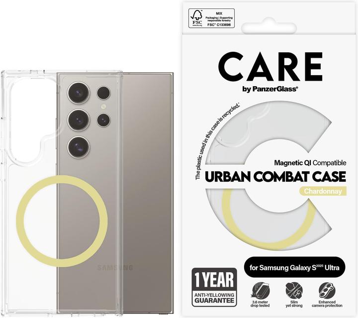 Produktbild PanzerGlass CARE by ® Flagship Case Transparent Urban Combat m. Chardonnay Qi Compatible Samsung Gal (Samsung Galaxy S25 Ultra)