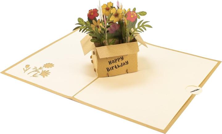 Actual product image Hervorragend Greeting card flower gift Happy Birthday - 3D Pop-up (1 pcs.)