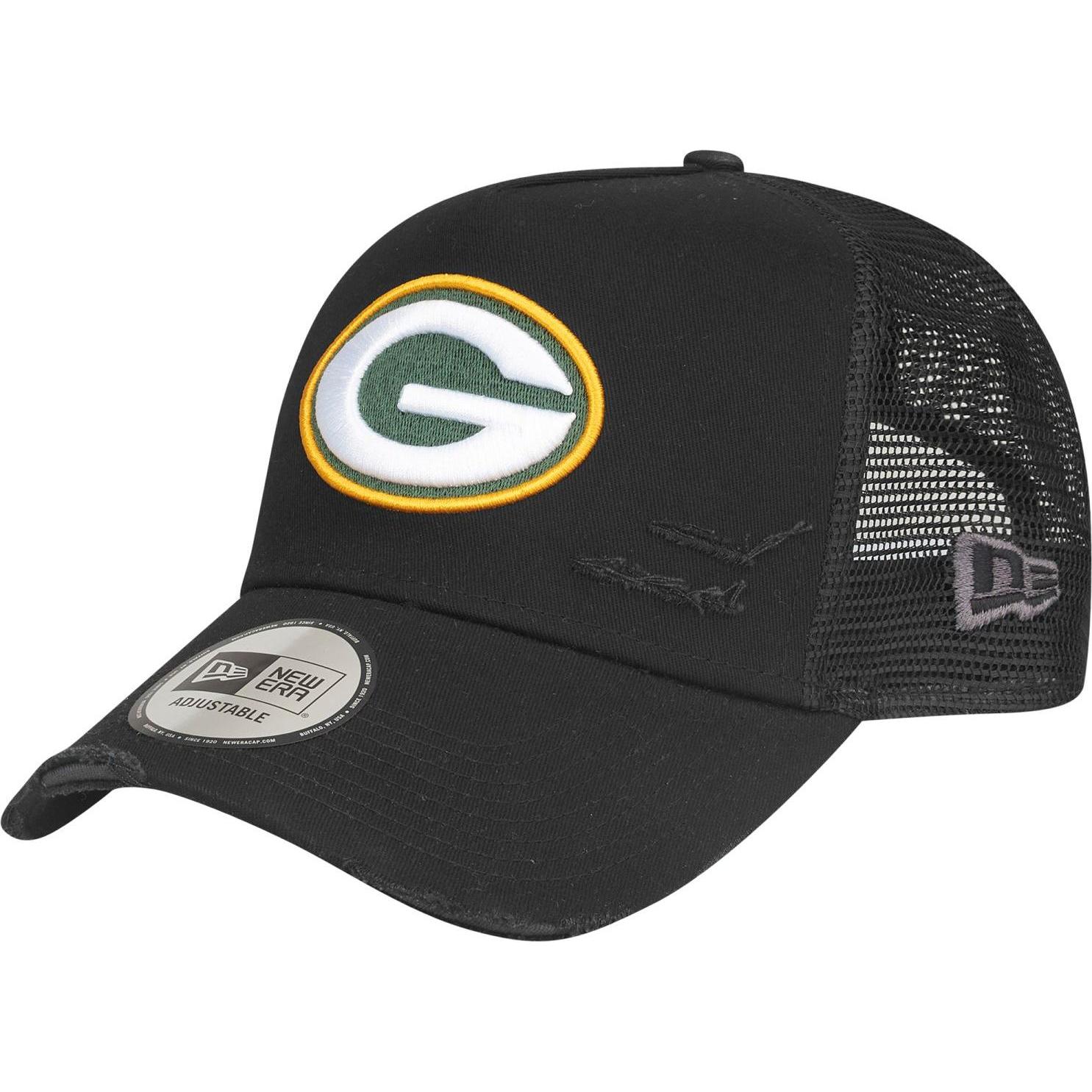 New Era, Herren, Cap, Mesh Trucker Cap - DISTRESSED Green Bay Packers, Schwarz, (One Size)