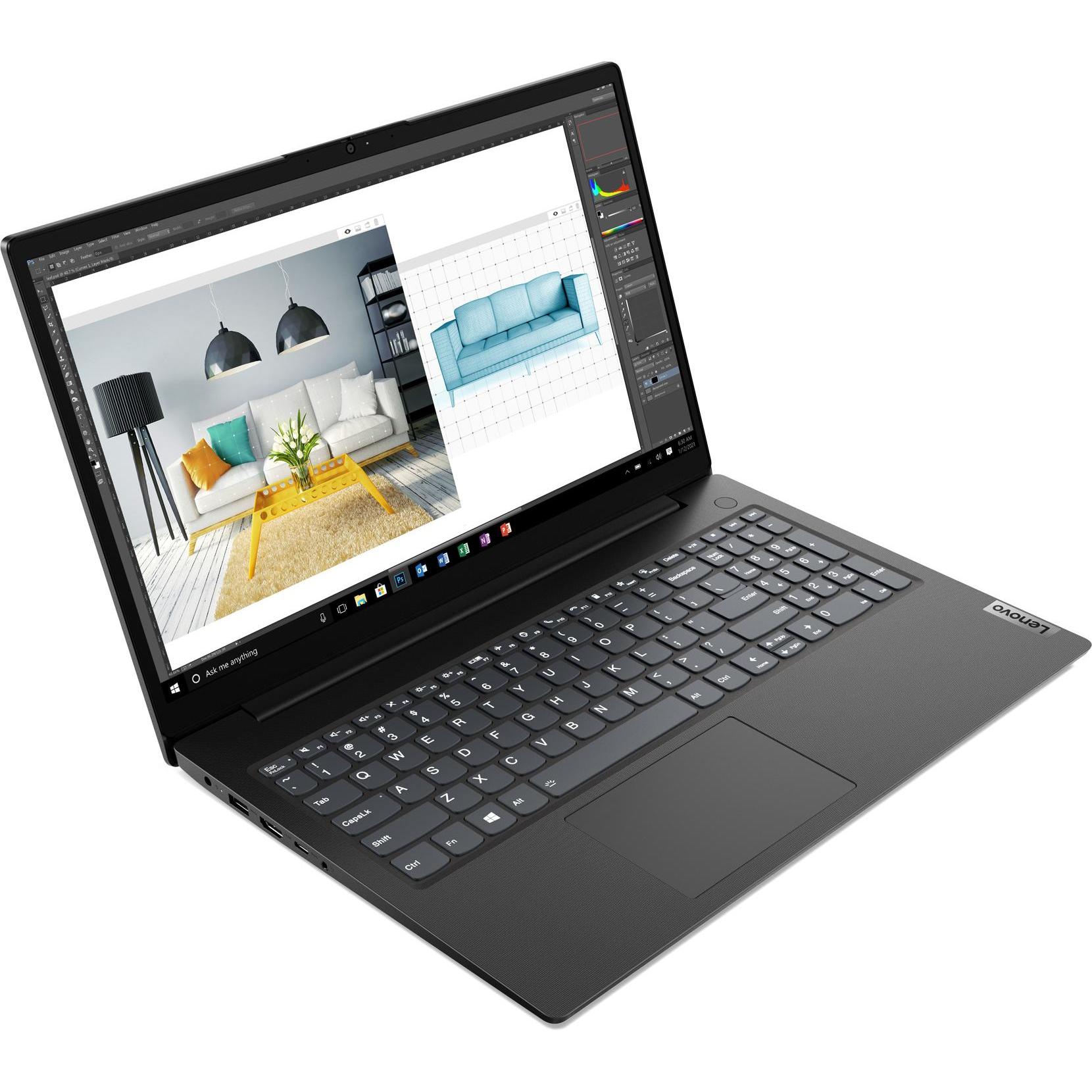 Thumbnail - Lenovo V15 Gen 2 (15.60", Intel Celeron N4500, 8 GB, 512 GB, DE), Notebook, Schwarz