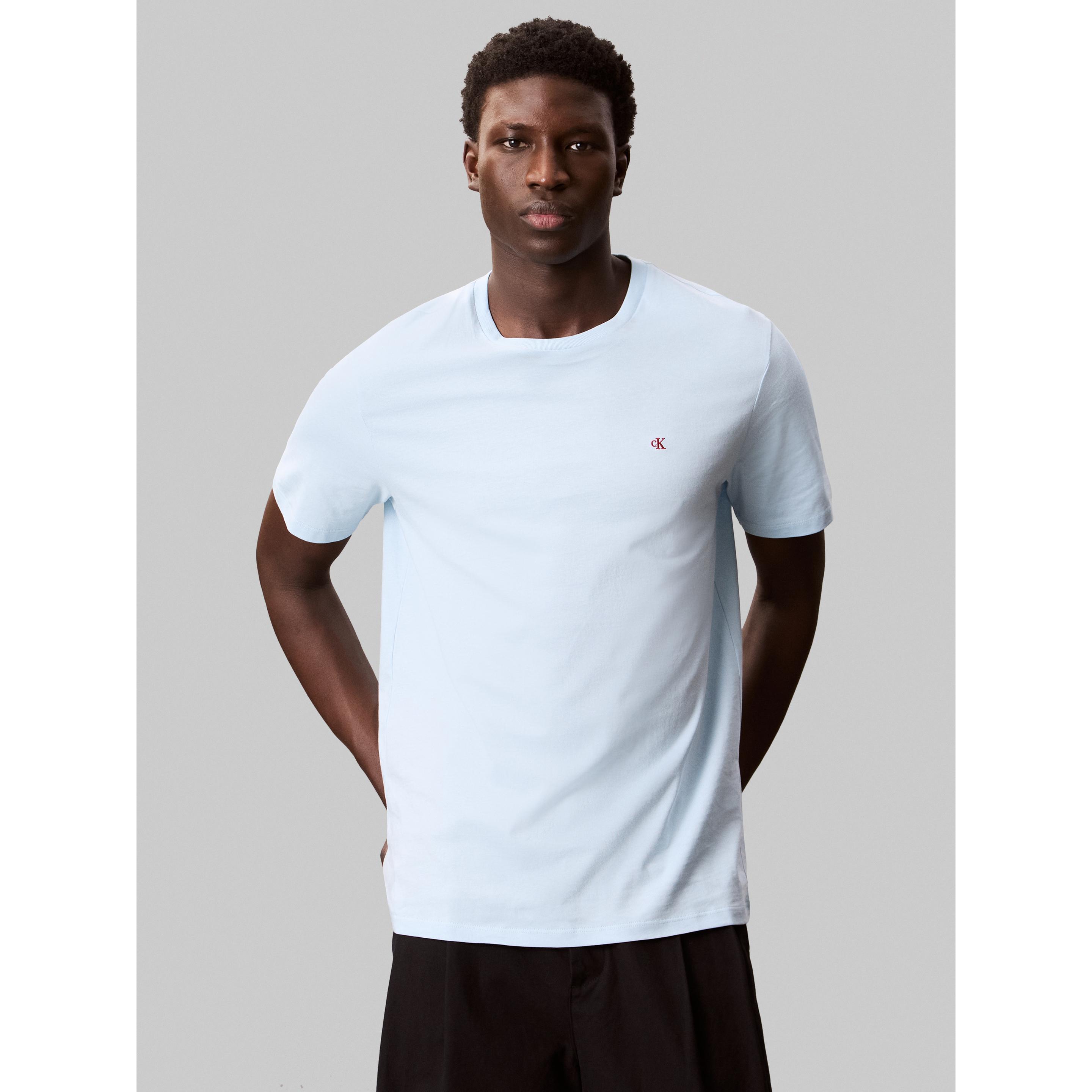 Calvin Klein Jeans, Uomini, Maglietta, Ss Smooth Cttn Solid Crewnk Tee, Blu, (S)
