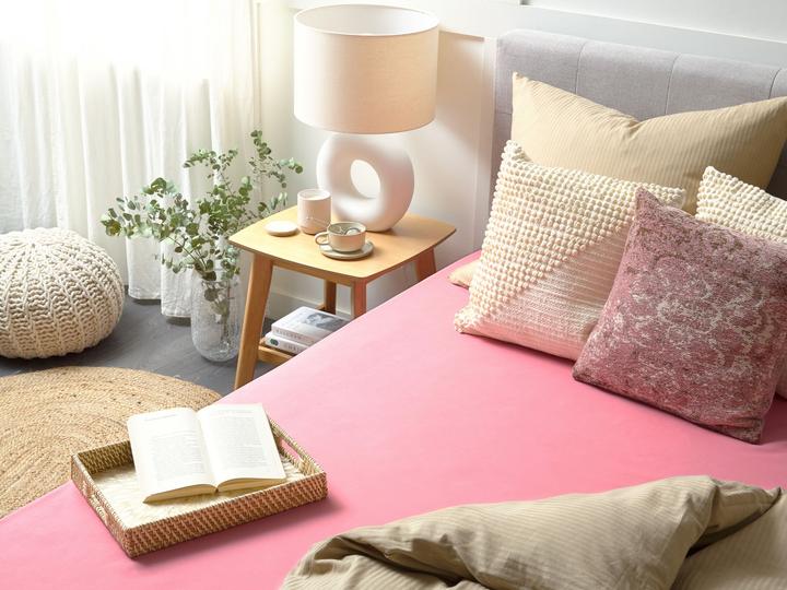 Produktbild Beliani Spannbettlaken Baumwolle korallenrot 140 x 200 cm JANBU (140 x 200 cm)