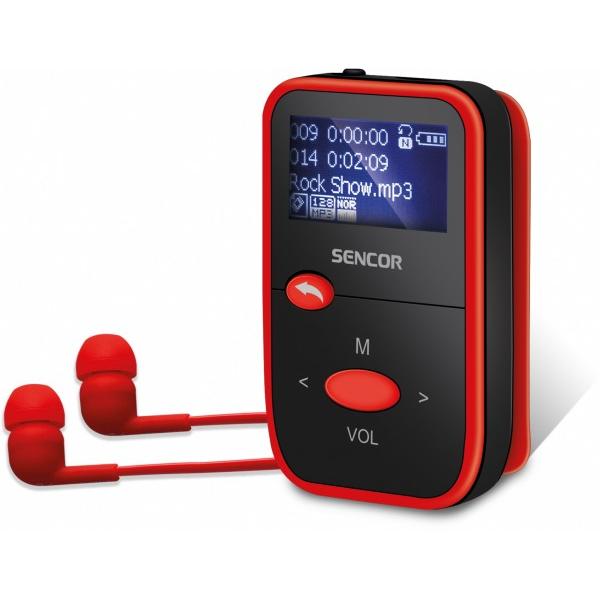 Sencor Spieler MP3 SFP 4408RD (8 GB), MP3 Player + Portable Audiogeräte, Rot, Schwarz