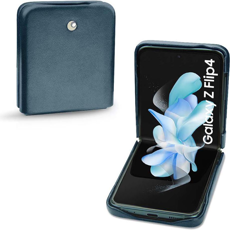 Noreve Lederschutzhülle Samsung Galaxy Z Flip4 (Samsung Galaxy Z Flip4), Smartphone Hülle, Blau