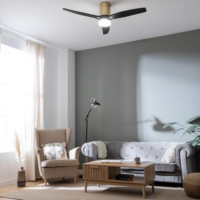 Actual product image Cecotec Deckenventilator Mit Lampe Energysilence Aero 5600 Aqua Schwarz Gold 20 W 40 W