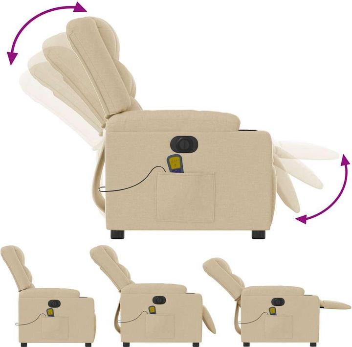 Actual product image vidaXL Massage chair electric cream fabric
