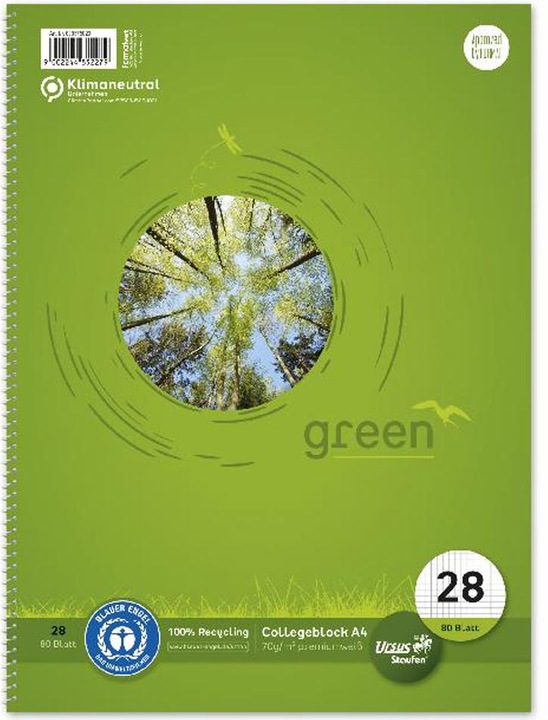Actual product image Ursus Green Collegebook (A4, Checked)