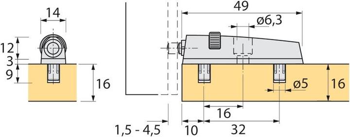 Image du produit Hettich Tampon à fixer dans le montant de caisson easys (2 pcs)