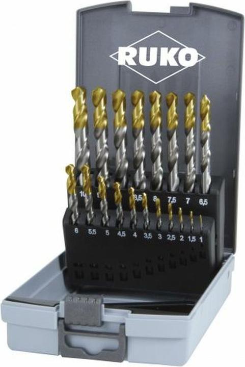 Produktbild Ruko Spiralbohrer Set HSS G 25teilig 1 mm, 1.5 2 2.5 3 3.5 4 4.5 5 5.5 6 6.5 7 7.5 8 8.5 (1 mm, 1.5 mm, 10 mm, 10.5 mm, 11 mm, 11.5 mm, 12 mm, 12.5 mm, 13 mm, 2 mm, 2.5 mm, 3 mm, 3.5 mm, 4 mm, 4.5 mm, 5 mm, 5.5 mm, 6 mm, 6.5 mm, 7 mm, 7.5 mm, 8 mm, 8.5 mm, 9 mm, 9.5 mm)