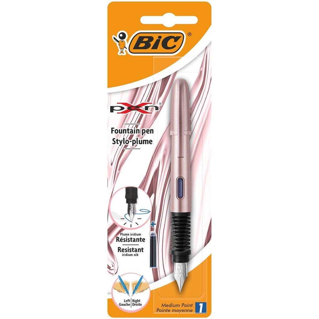 Teka, Penne, Penna stilografica BIC x-pen CHROME ROSE GOLD. oro rosa. Blister di 1 pezzo (Oro rosa, 1 x)