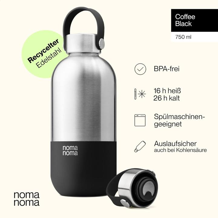Image du produit noma noma Trinkflasche Edelstahl auslaufsicher 750ml Coffee Black (0.75 l)