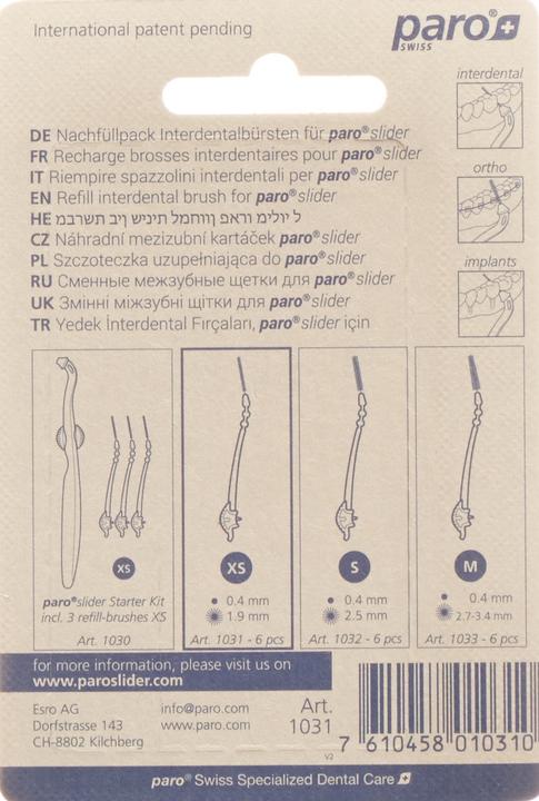 Actual product image Paro slider refill-brushes XS (6 x, 1.90 mm)