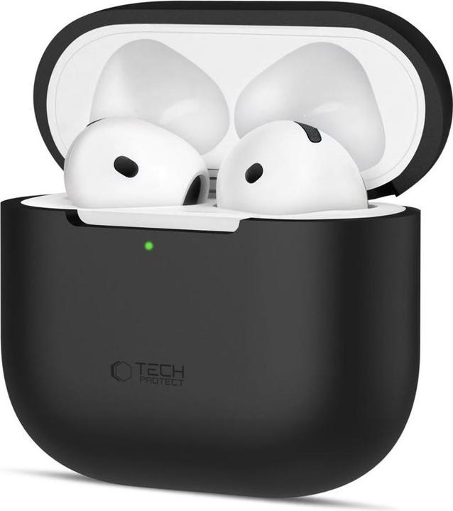 Produktbild 4Kom Tech-Protect Silikonhülle für Apple AirPods 4 - Schwarz (Kopfhörer Hülle)