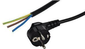 Produktbild RND Electronics AC-Netzkabel, Schutzkontaktstecker Typ F (CEE 7/4) - Offene Enden, 4m, Schwarz (4 m)