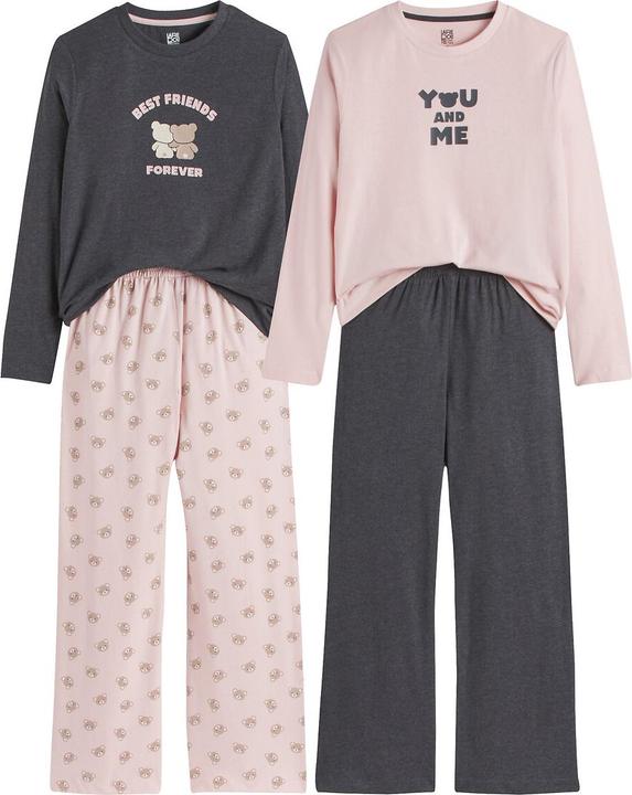 La Redoute Collections 2er-Pack Baumwoll-Pyjamas mit Bär und Messageprint