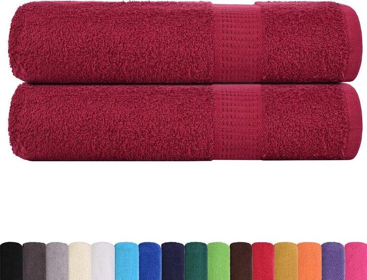 Immagine prodotto vidaXL Asciugamani da bagno 2 pezzi. Rosso bordeaux 100x150cm 360 g/m² 100% cotone (100 x 150 cm)