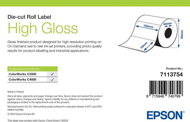 Image du produit Epson High Gloss Label Die-Cut Roll (10.20 cm)