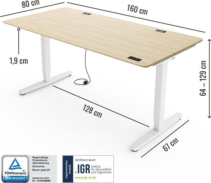 Produktbild Yaasa Desk Pro (160 x 80 cm)